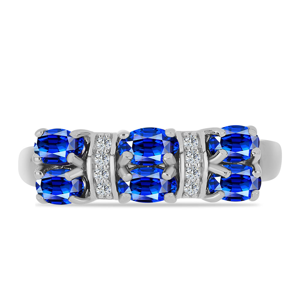 Anillo de Plata con Zafiro Azul Australiano y Topacio Blanco 1 