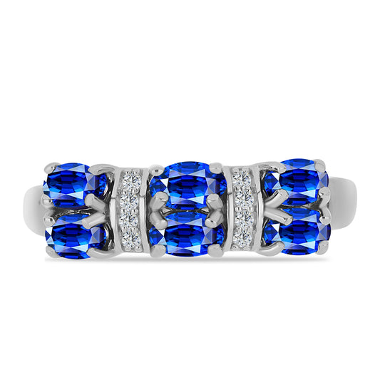 Anillo de Plata con Zafiro Azul Australiano y Topacio Blanco