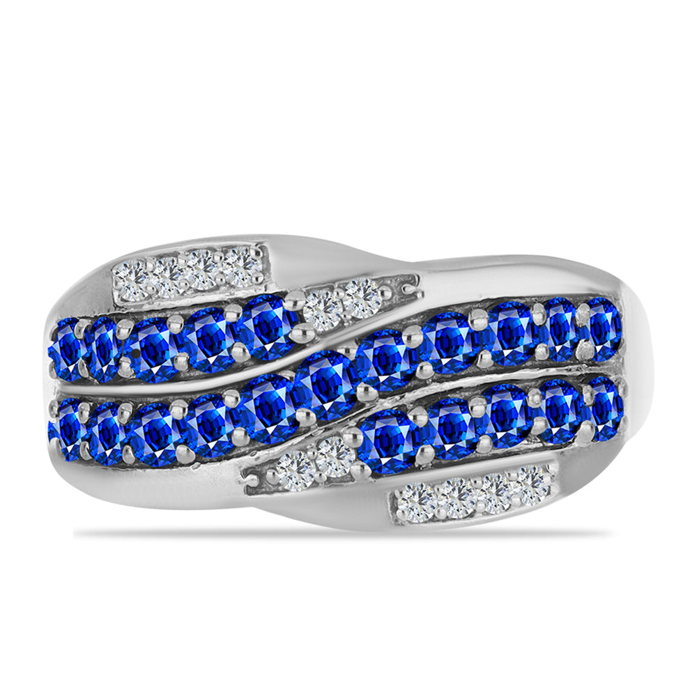 Anillo de Plata con Zafiro Azul Australiano y Topacio Blanco 1 