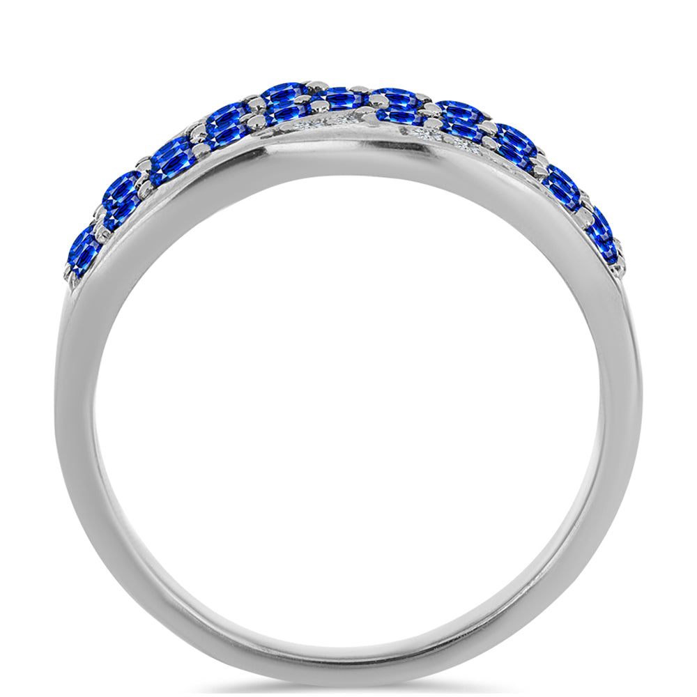 Anillo de Plata con Zafiro Azul Australiano y Topacio Blanco 2 