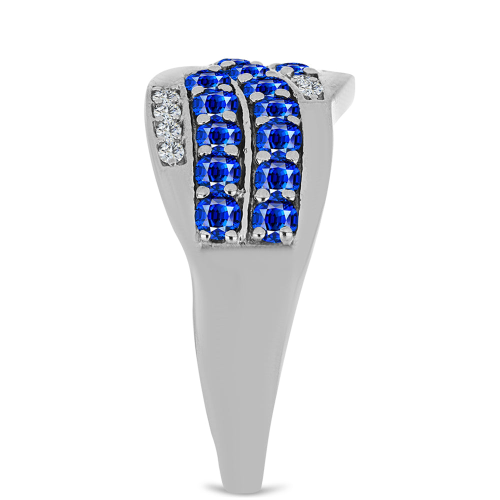 Anillo de Plata con Zafiro Azul Australiano y Topacio Blanco 4 