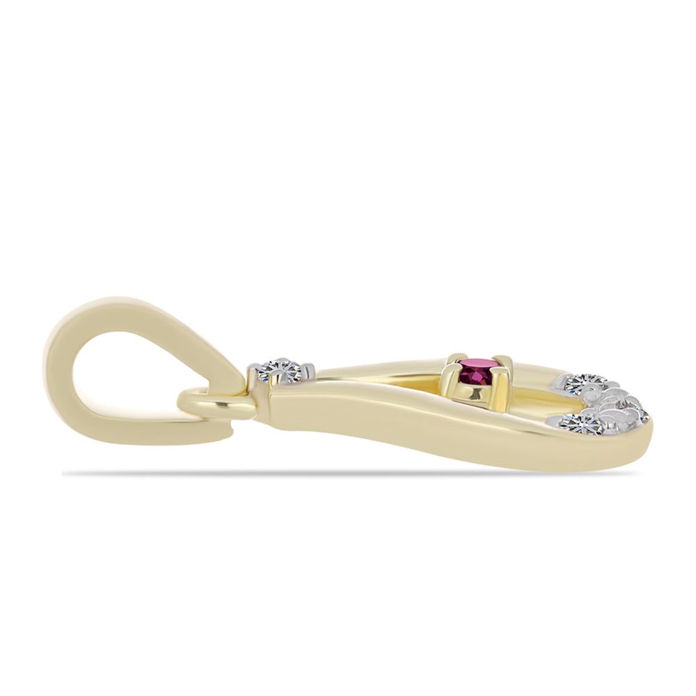 Colgante de Plata Bañada en Oro con Diamante Púrpura y Diamante blanco