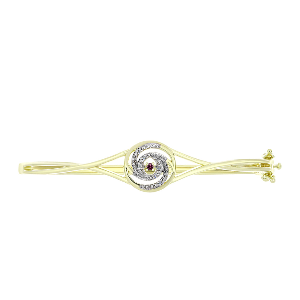 Pulsera de Plata Bañada en Oro con Diamante Púrpura y Diamante blanco 2 