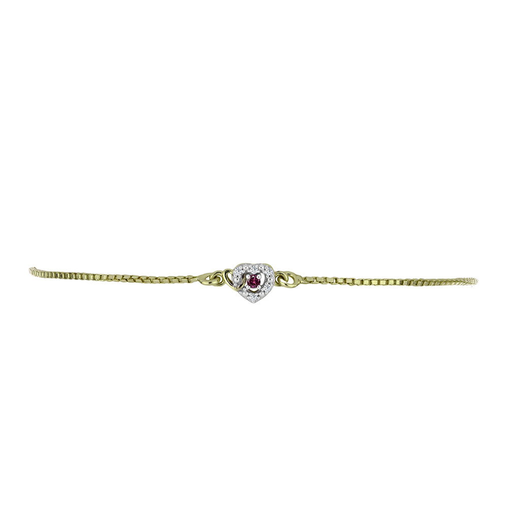 Pulsera de Plata Bañada en Oro con Diamante Púrpura y Diamante blanco 2 
