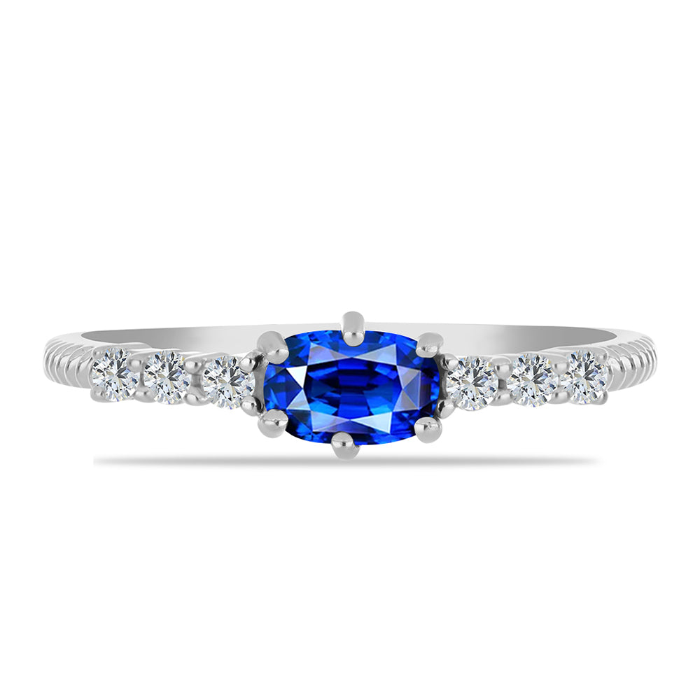 Anillo de Plata con Zafiro Azul Australiano y Topacio Blanco 1 