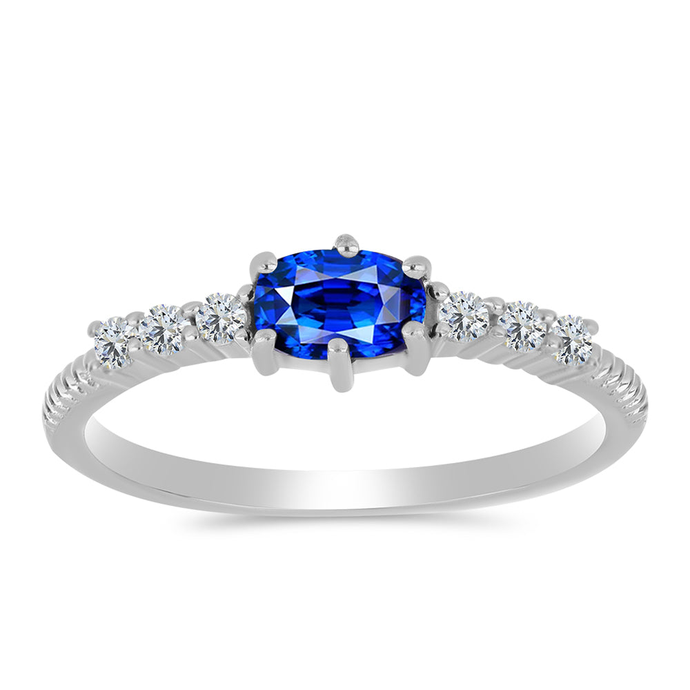 Anillo de Plata con Zafiro Azul Australiano y Topacio Blanco 3 