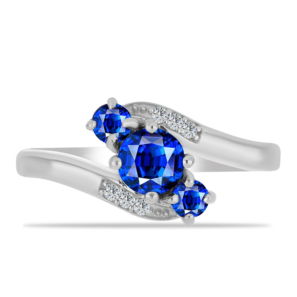 Anillo de Plata con Zafiro Azul Australiano y Topacio Blanco 1 