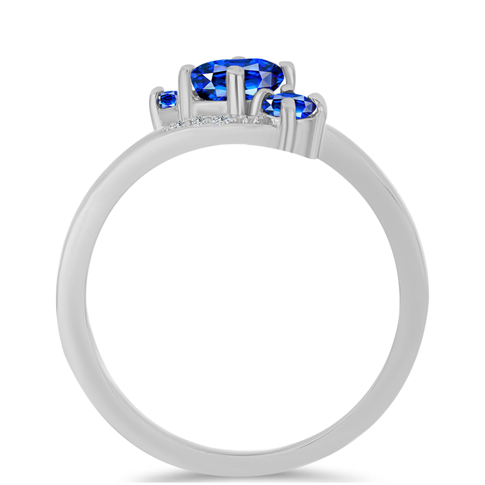 Anillo de Plata con Zafiro Azul Australiano y Topacio Blanco 2 