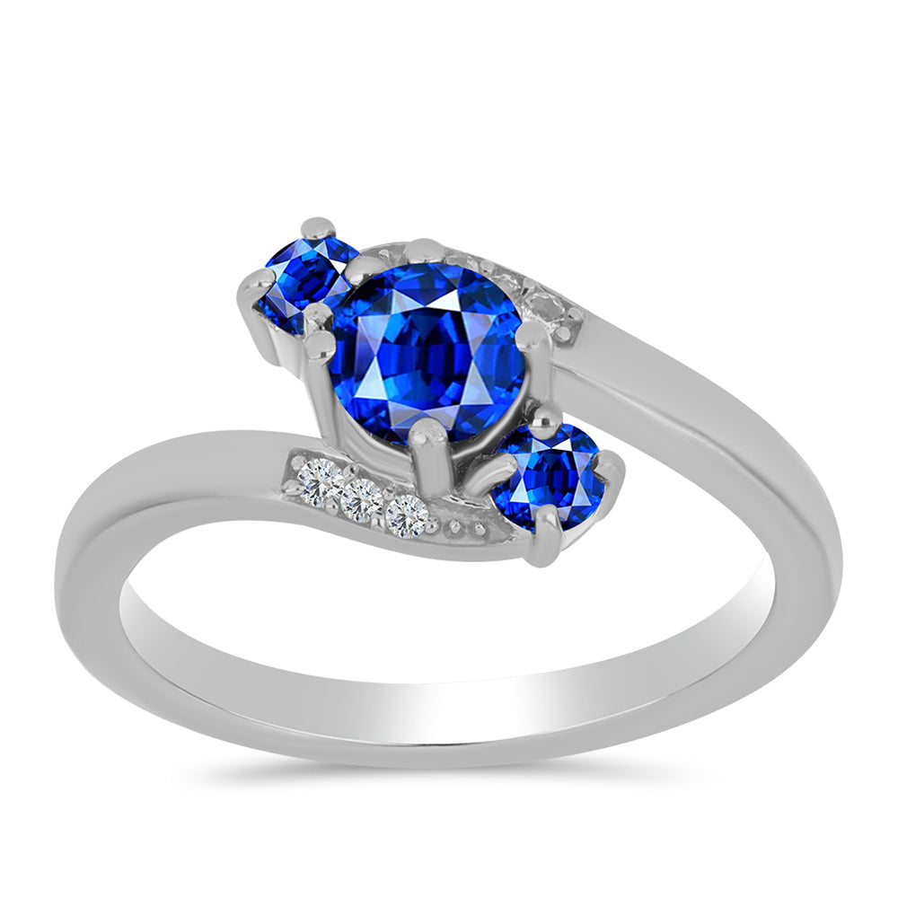 Anillo de Plata con Zafiro Azul Australiano y Topacio Blanco 3 