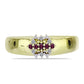 Anillo de Plata Bañada en Oro con Diamante Púrpura y Diamante blanco