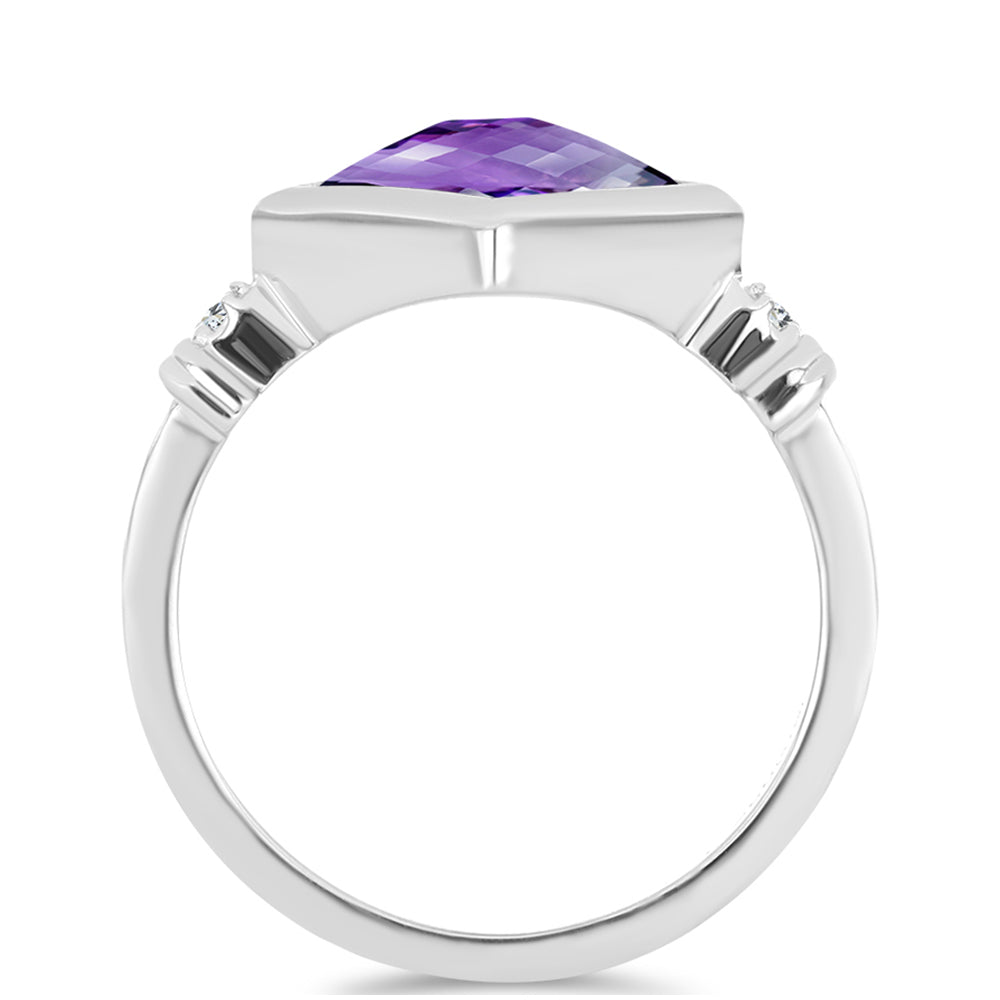 Anillo de Plata con Amatista de Marruecos y Topacio Blanco 2 