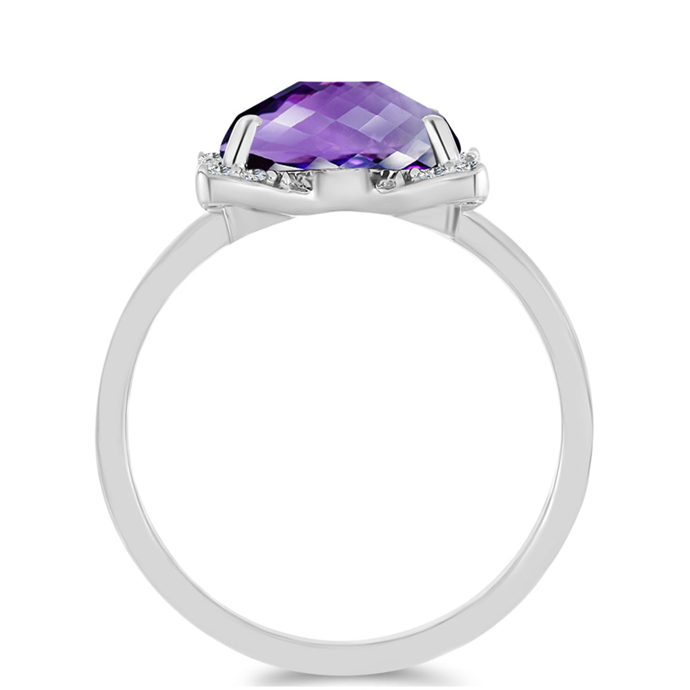 Anillo de Plata con Amatista de Marruecos y Topacio Blanco 2 