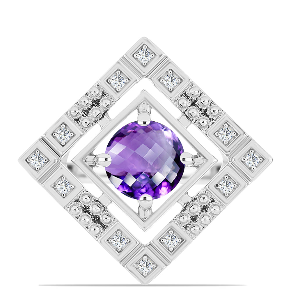 Anillo de Plata con Amatista de Marruecos y Topacio Blanco 1 