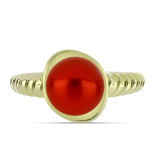 Anillo de Plata Bañada en Oro con Perla roja de río