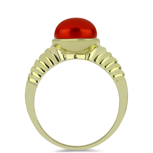 Anillo de Plata Bañada en Oro con Perla roja de río