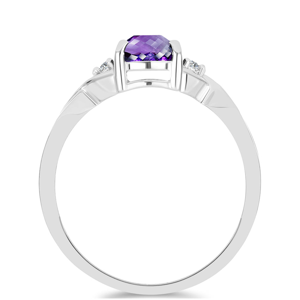 Anillo de Plata con Amatista de Marruecos y Topacio Blanco 2 