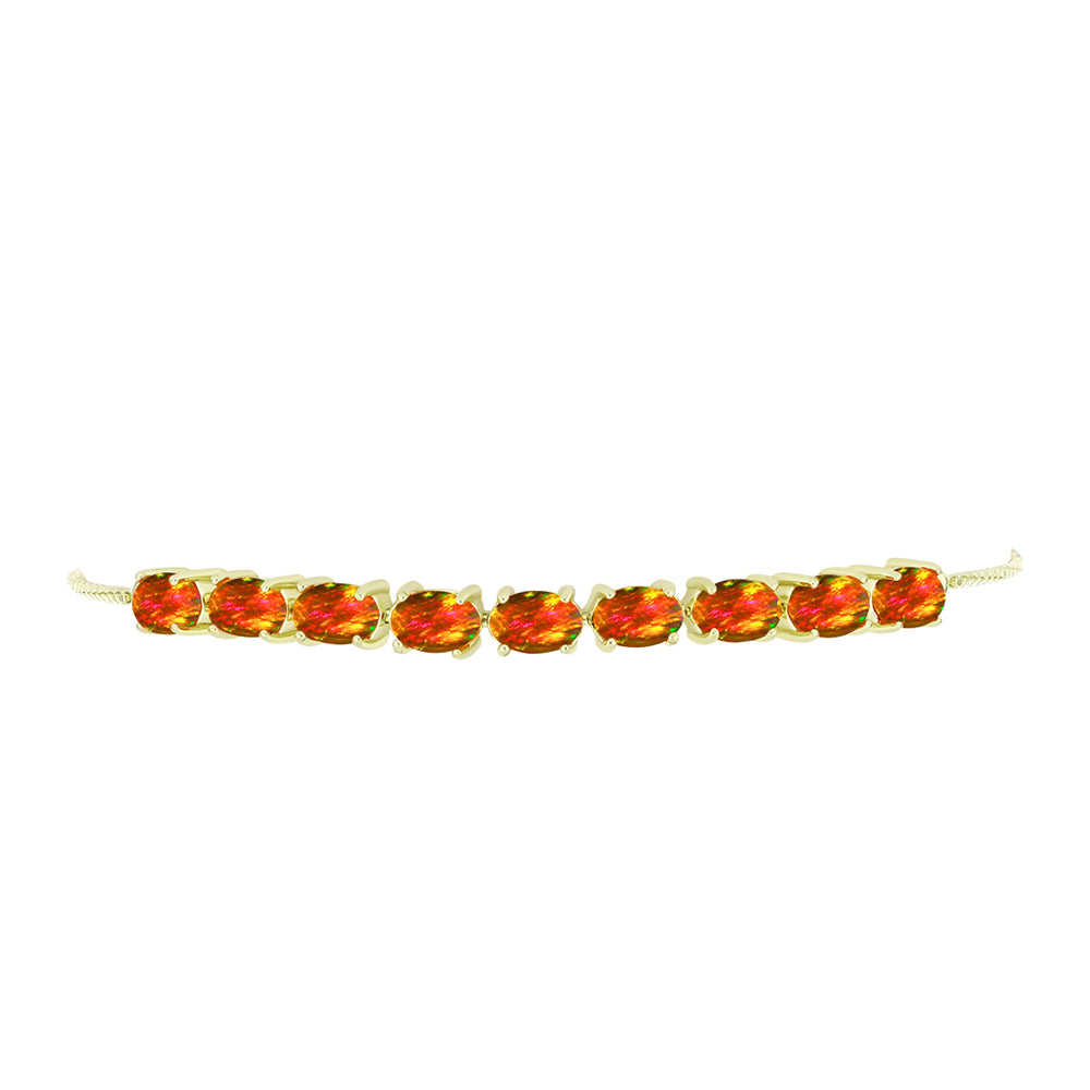 Pulsera de Plata Bañada en Oro con Ópalo de fuego americano