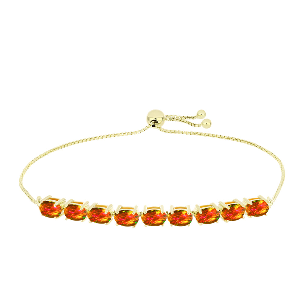 Pulsera de Plata Bañada en Oro con Ópalo de fuego americano