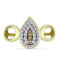 Conjunto de Plata Bañada en Oro con Diamante Champagne y Topacio Blanco ( Pendientes +Anillo +Colgante )