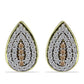 Conjunto de Plata Bañada en Oro con Diamante Champagne y Topacio Blanco ( Pendientes +Anillo +Colgante )