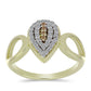 Conjunto de Plata Bañada en Oro con Diamante Champagne y Topacio Blanco ( Pendientes +Anillo +Colgante )