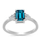 Anillo de Plata con Topacio Azul Londres y Topacio Blanco