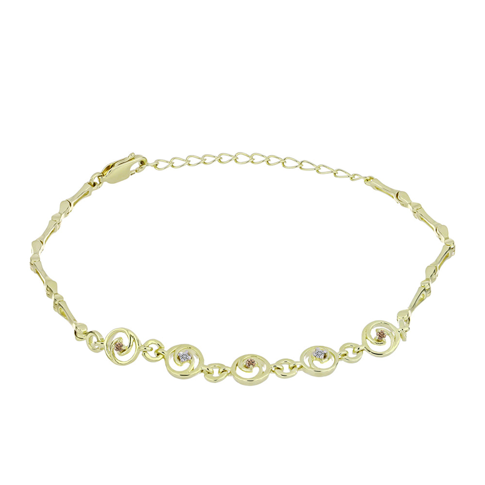 Pulsera de Plata Bañada en Oro con Diamante Champagne y Diamante blanco