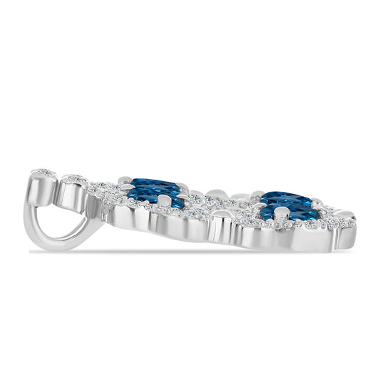 Colgante de Plata con Topacio Azul Londres y Topacio Blanco