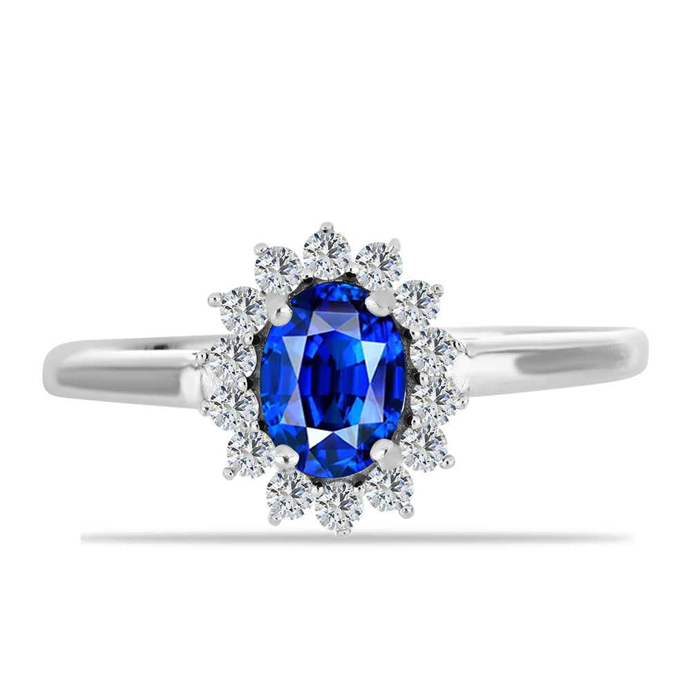 Conjunto de Plata con Zafiro Azul Australiano y Topacio Blanco ( Pendientes +Anillo +Colgante ) 3 