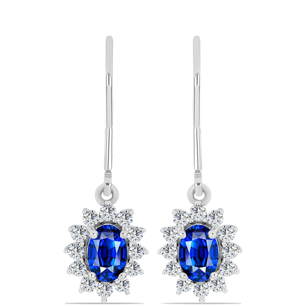 Conjunto de Plata con Zafiro Azul Australiano y Topacio Blanco ( Pendientes +Anillo +Colgante )