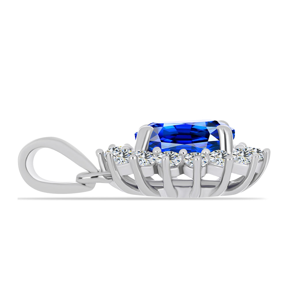 Conjunto de Plata con Zafiro Azul Australiano y Topacio Blanco ( Pendientes +Anillo +Colgante ) 7 