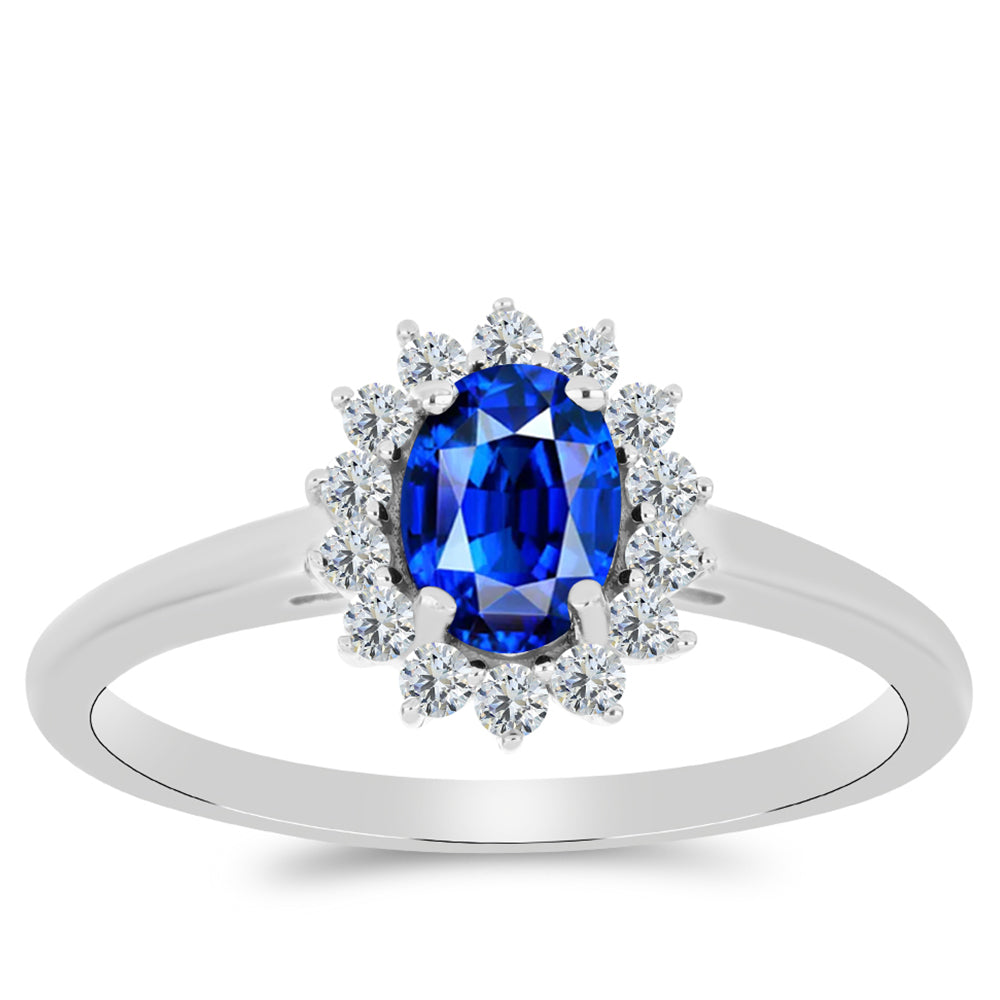 Conjunto de Plata con Zafiro Azul Australiano y Topacio Blanco ( Pendientes +Anillo +Colgante ) 8 