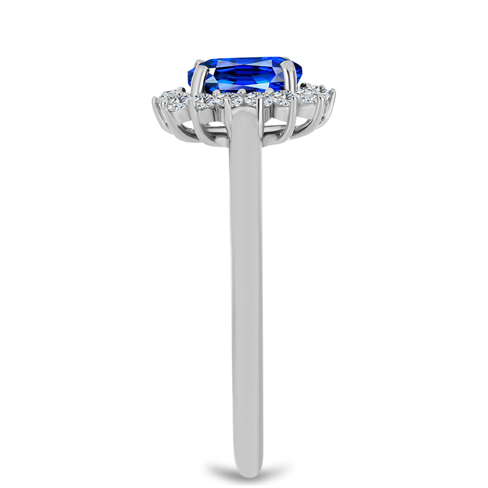 Conjunto de Plata con Zafiro Azul Australiano y Topacio Blanco ( Pendientes +Anillo +Colgante ) 9 