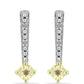 Pendientes de Plata Bañada en Oro con Diamante Champagne y Diamante blanco