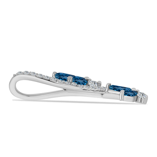 Colgante de Plata con Topacio Azul Londres y Topacio Blanco