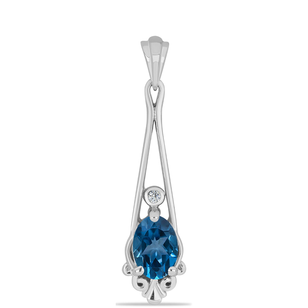 Colgante de Plata con Topacio Azul Londres y Topacio Blanco 1 