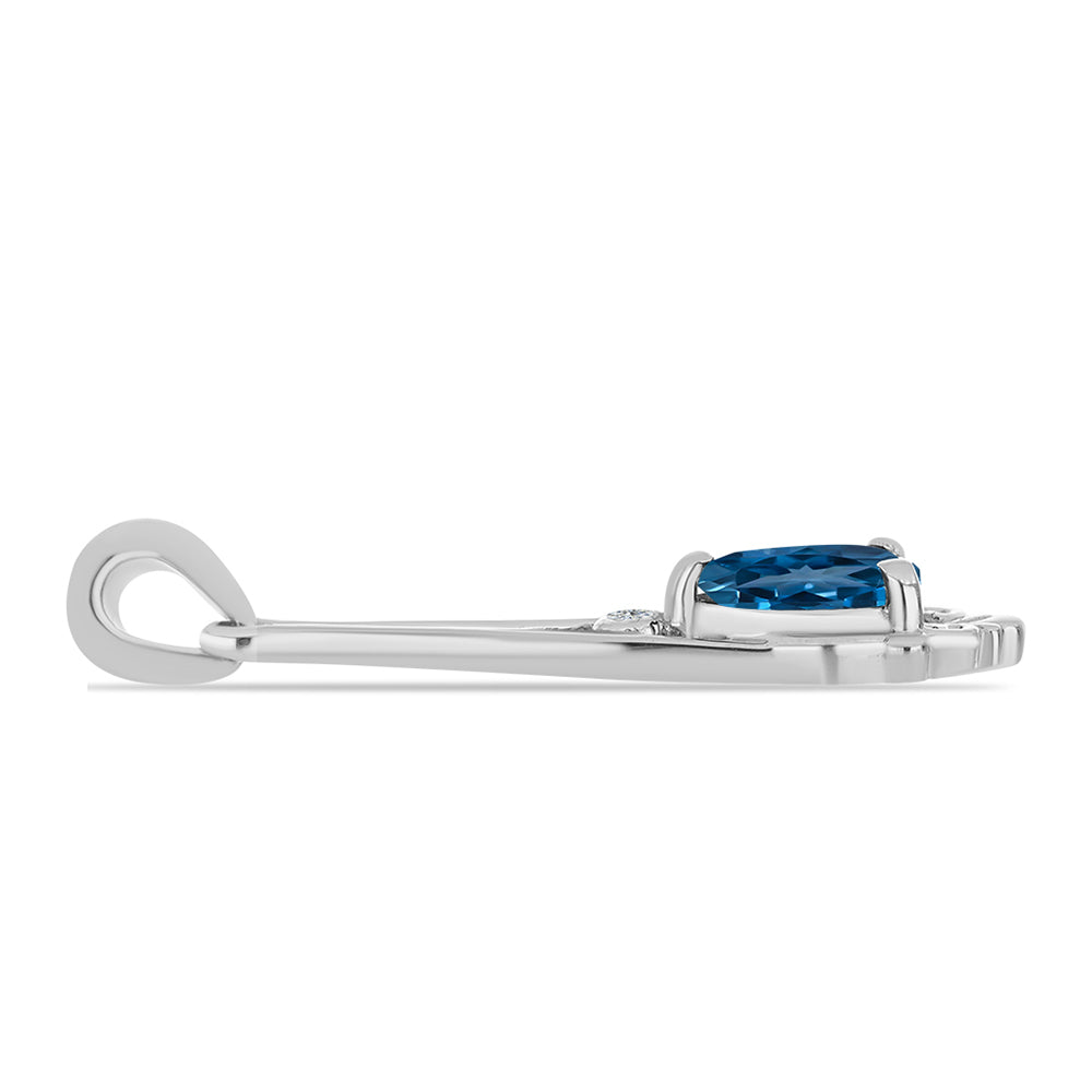 Colgante de Plata con Topacio Azul Londres y Topacio Blanco 2 