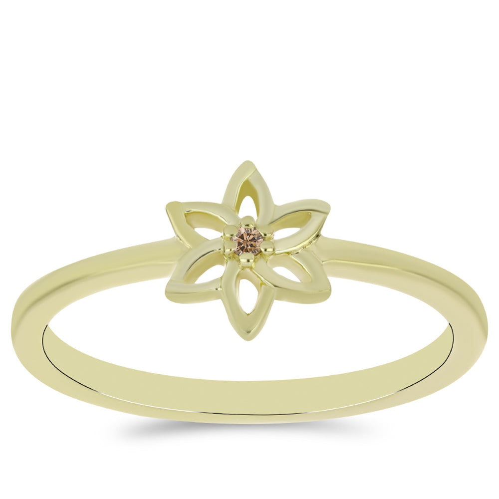 Anillo de Plata Bañada en Oro con Diamante Champagne 3 