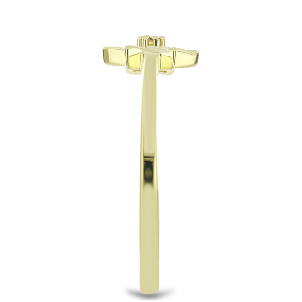 Anillo de Plata Bañada en Oro con Diamante Champagne 4 