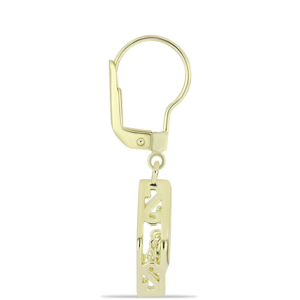 Pendientes de Plata Bañada en Oro con Diamante Champagne