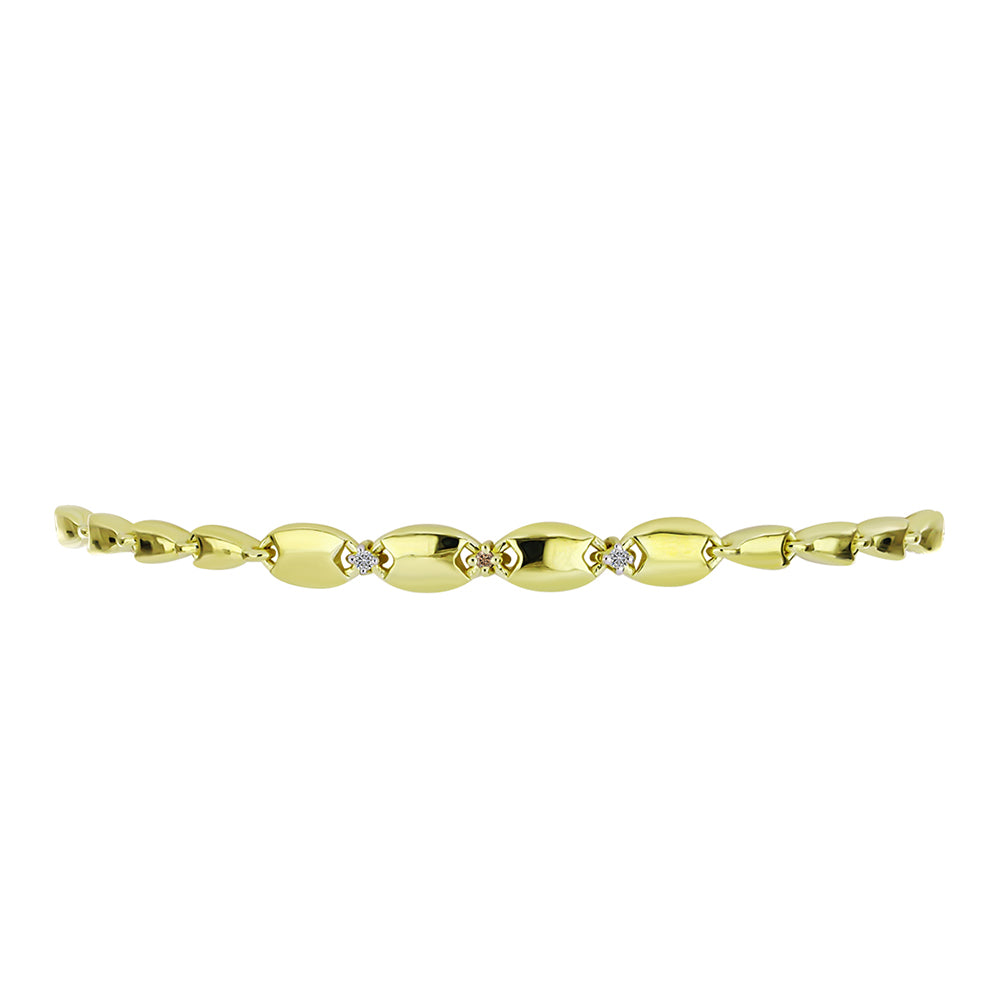 Pulsera de Plata Bañada en Oro con Diamante Champagne y Diamante blanco 2 