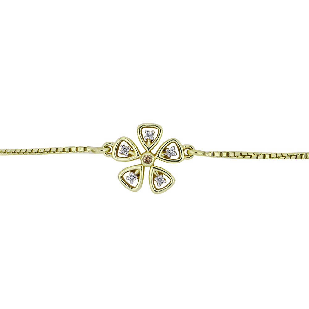 Pulsera de Plata Bañada en Oro con Diamante Champagne y Diamante blanco 2 