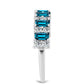 Anillo de Plata con Topacio Azul Londres y Topacio Blanco