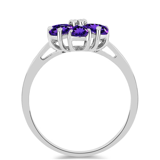 Anillo de Plata con Amatista de Marruecos y Topacio Blanco