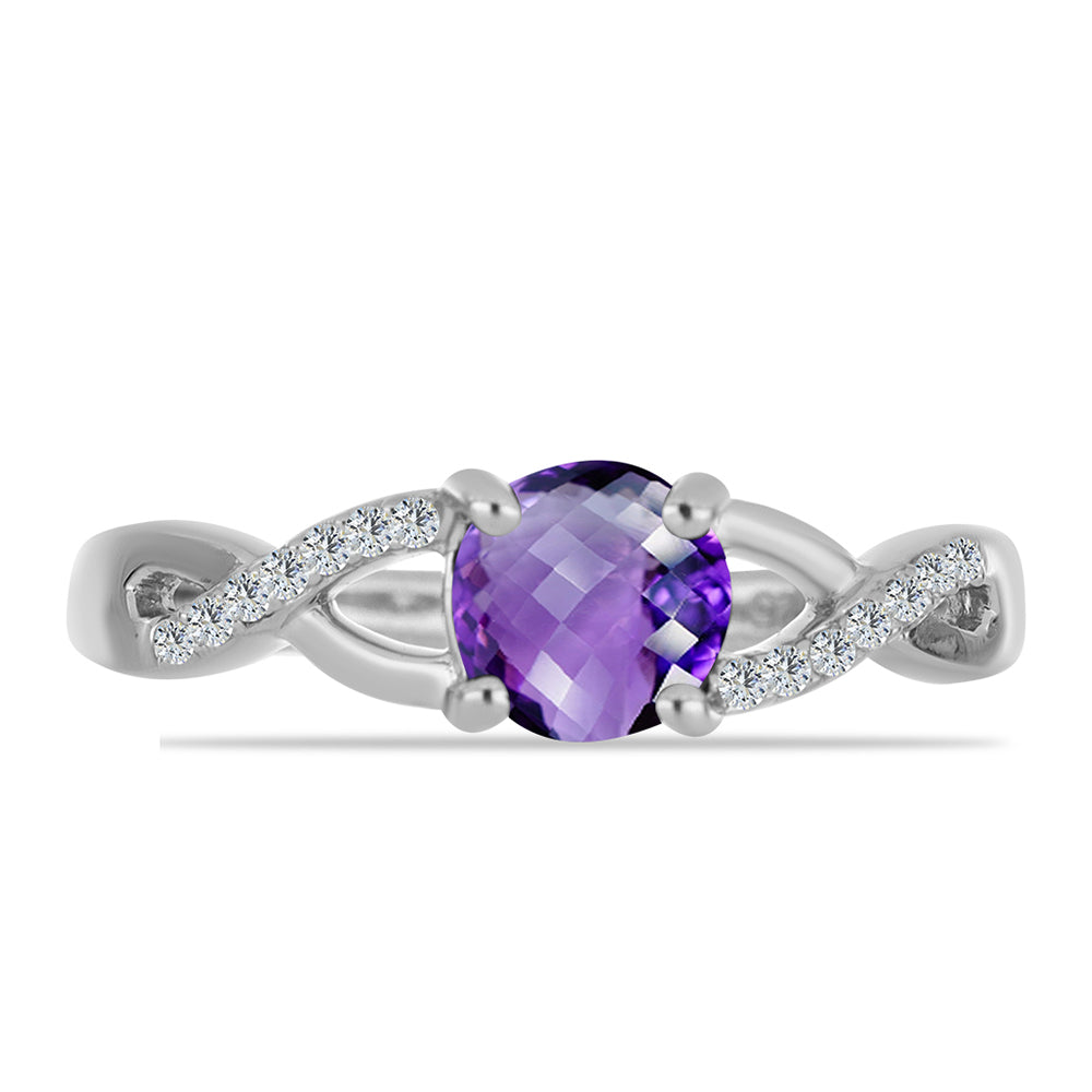 Anillo de Plata con Amatista de Marruecos y Topacio Blanco 1 