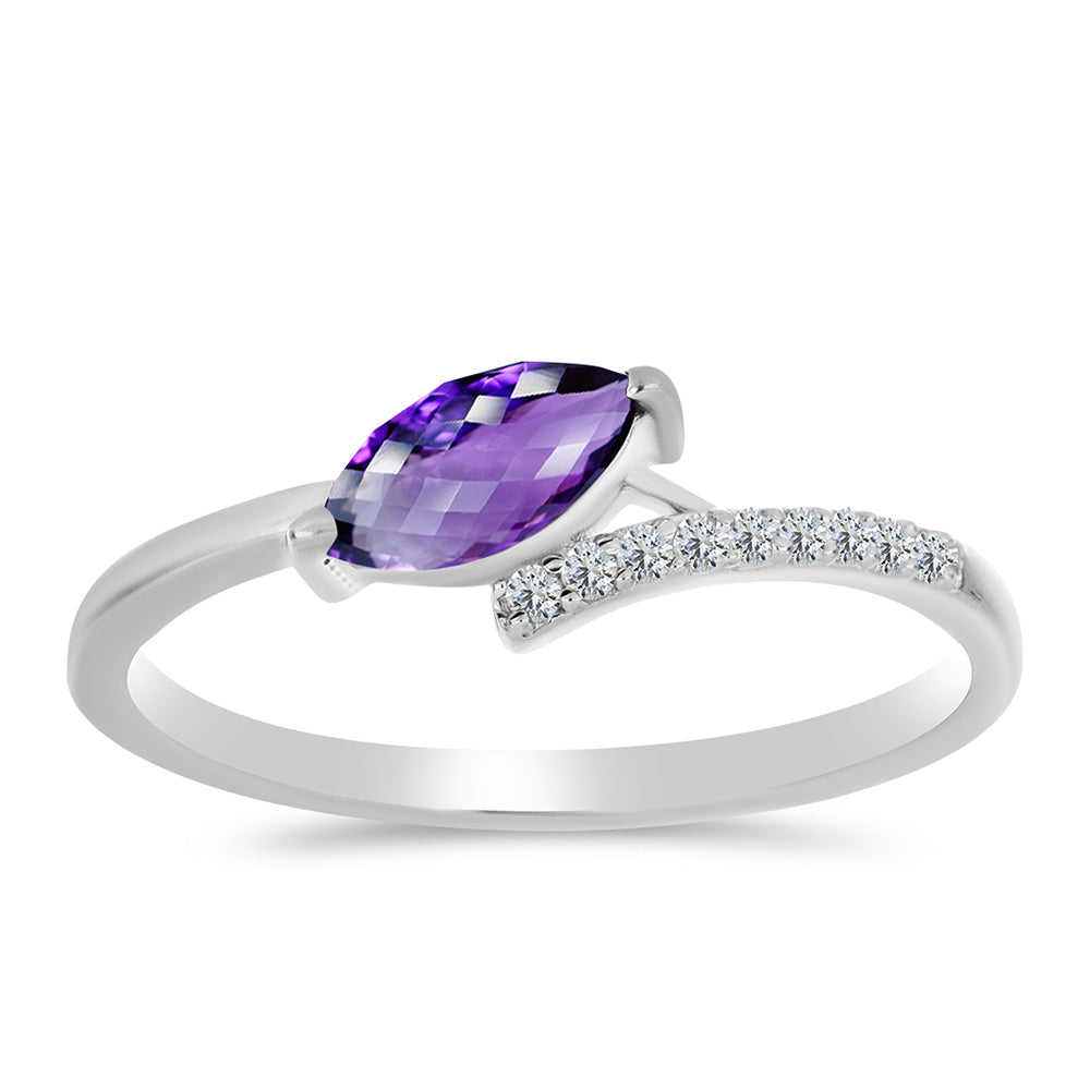 Anillo de Plata con Amatista de Marruecos y Topacio Blanco 3 