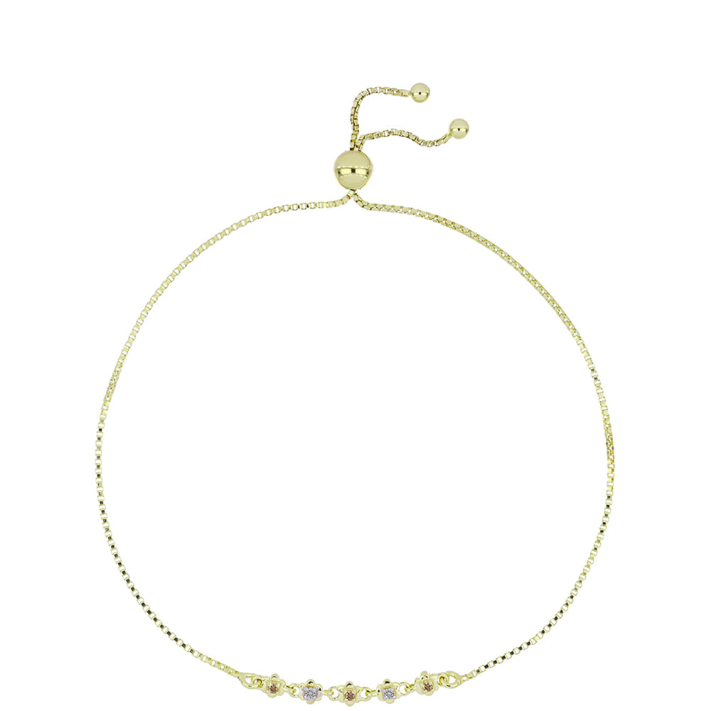 Pulsera de Plata Bañada en Oro con Diamante Champagne y Diamante blanco 1 