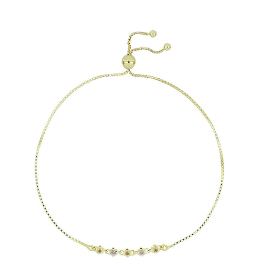 Pulsera de Plata Bañada en Oro con Diamante Champagne y Diamante blanco