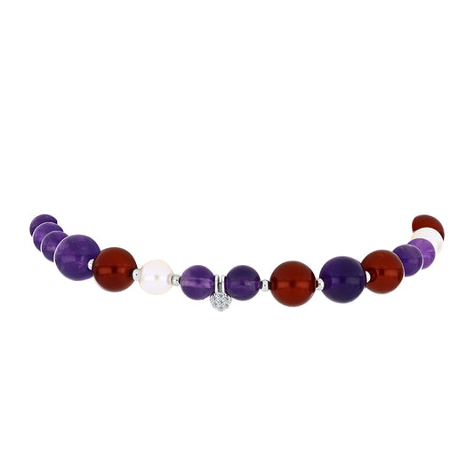 Pulsera de Plata con Amatista de Marruecos y Perla blanca de agua dulce
