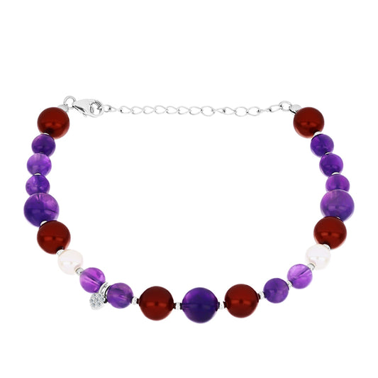 Pulsera de Plata con Amatista de Marruecos y Perla blanca de agua dulce